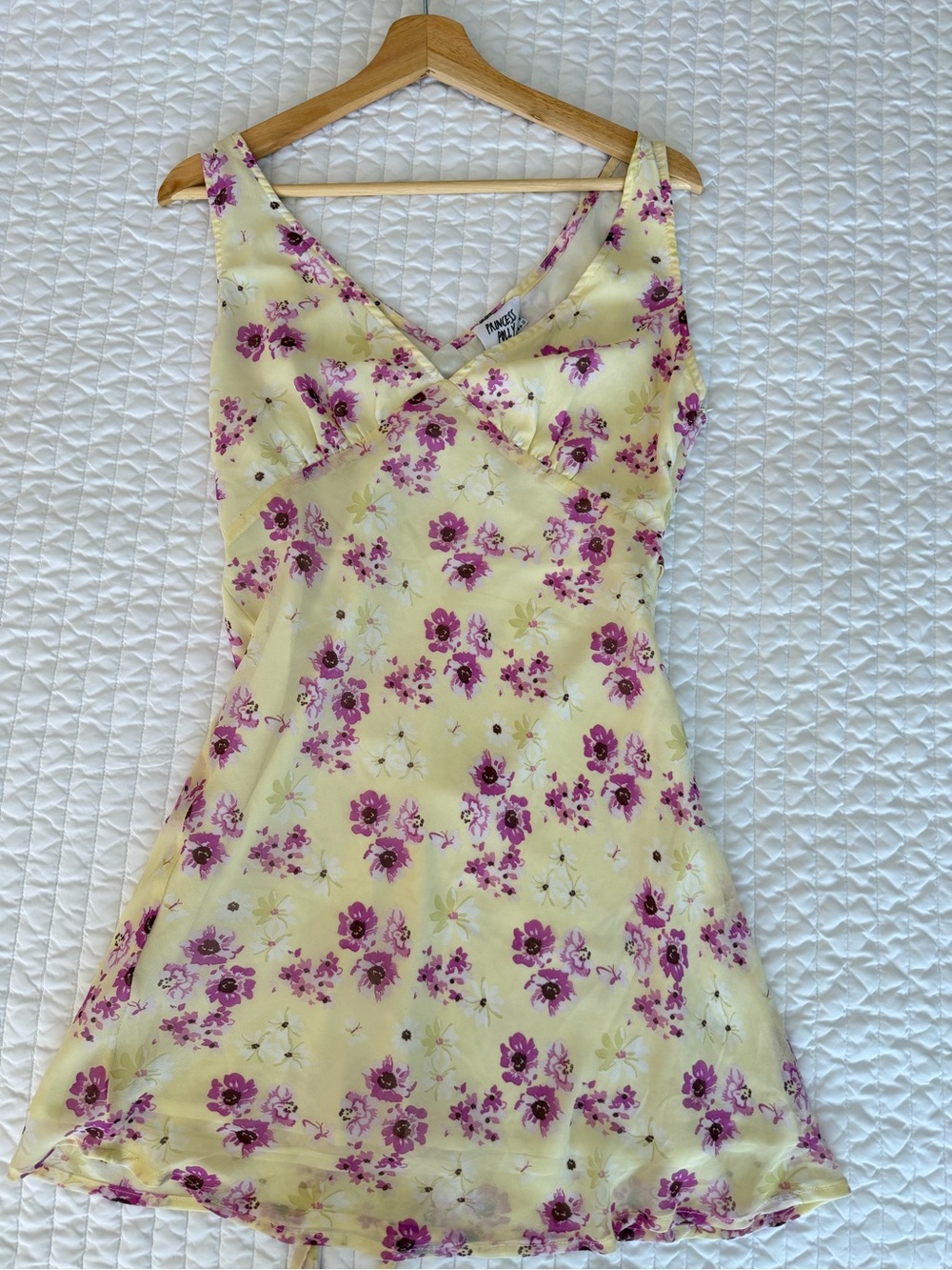 Princess Poly Floral Yellow Slip Dress with Pink Florals